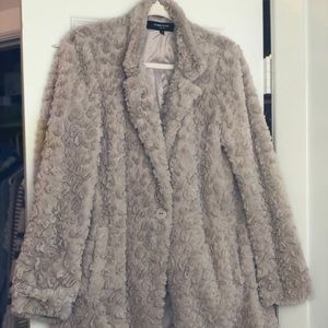 Beige faux fur jacket
